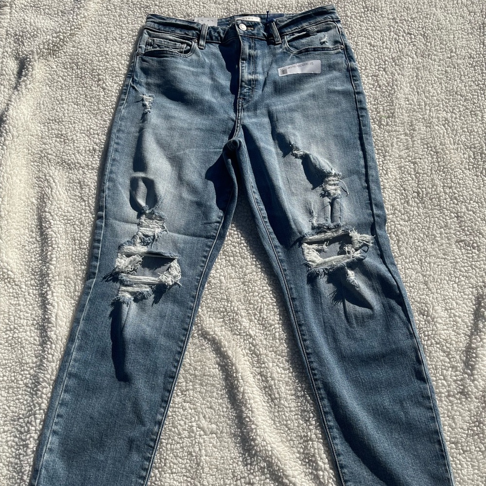 High rise distressed mom jeans